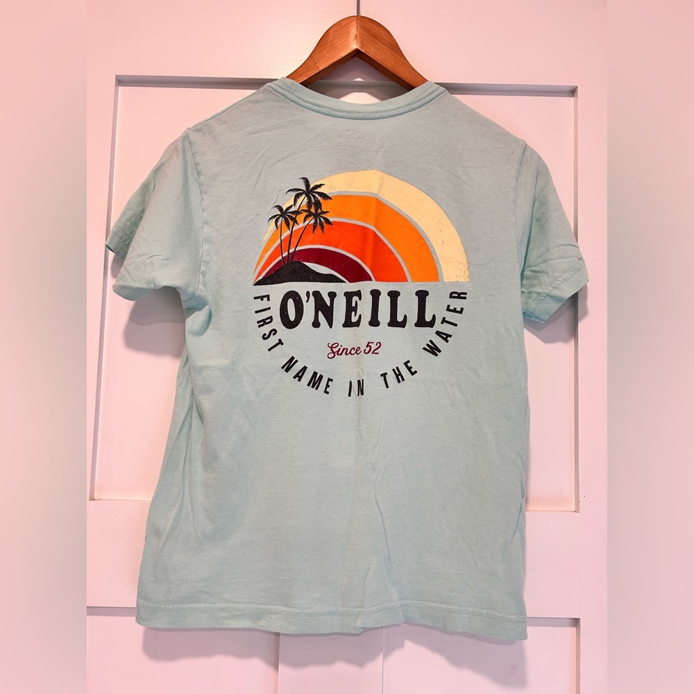 O'Neill Mint Green Tee with Sunset Palm Graphic